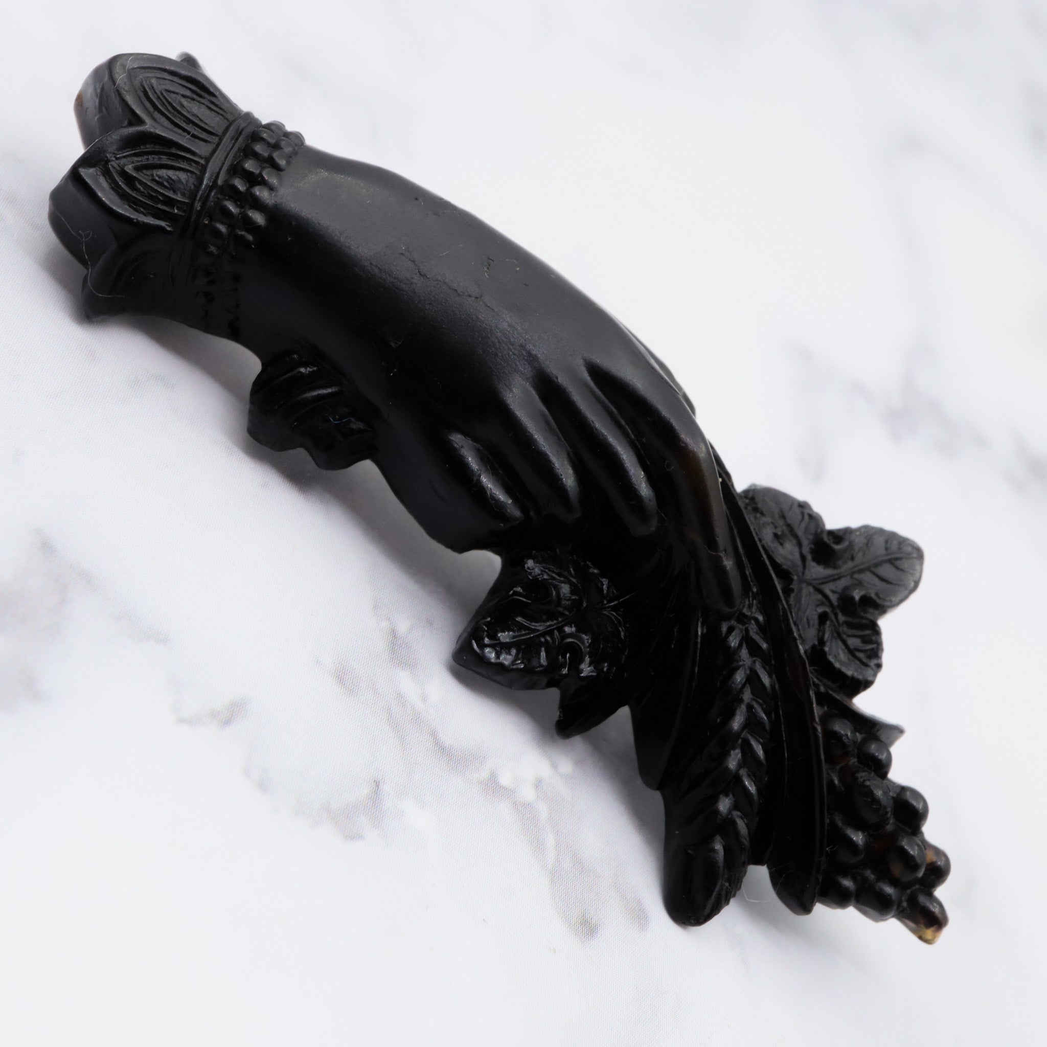 Antique victorian gutta percha love token brooch